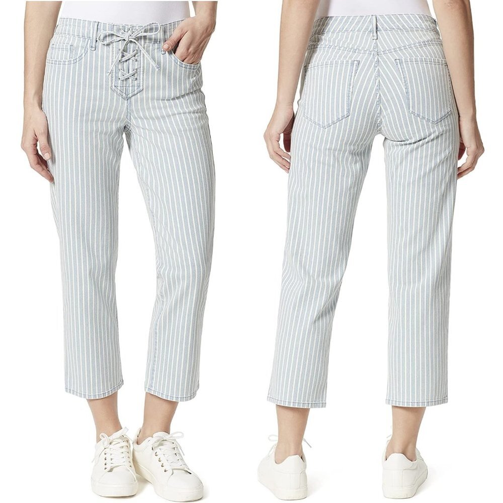 NWT New FRAYED Cropped Lace-Up Jeans Size 10/30